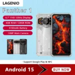 LAGENIO Panther 1 Rugged Smartphone Android 15 4GB+128GB Mobile Phone 13MP 5150mAh 18W 6.7 " HD Ultra-thin 4G Cellphone NFC