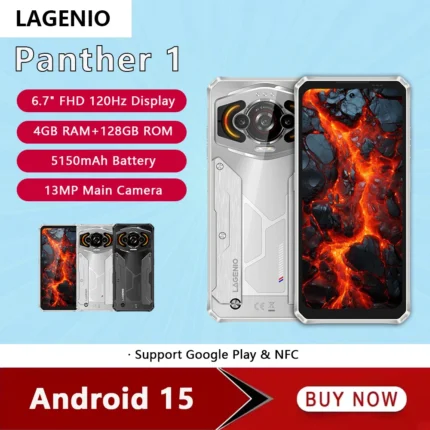 LAGENIO Panther 1 Rugged Smartphone Android 15 4GB+128GB Mobile Phone 13MP 5150mAh 18W 6.7 " HD Ultra-thin 4G Cellphone NFC