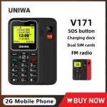 1PCS/3PCS UNIWA V171 GMS Mobile Phone For Elderly Man 2G Feature Phone Wireless FM 1000mAh Cellphone SOS Free Charging Dock