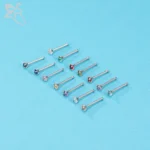 ZS 8-14pcs/lot Stainless Steel Nose Stud Set 2MM Colorful CZ Crystal Nose Piercings Screw L Shape Nostril Piercings Jewelry 20g - Image 4
