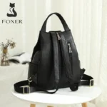 FOXER Brand Women Style Backpack Female Genuine Leather + Microfiber Backpack Girl School Bag Fashion Travel Bag Chrismas Gift - Image 2