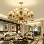 French Luxury Crystals Chandelier Living Room Bedroom Lamps Atmosphere Minimalist Ceramic Bedroom Crystal Lamp Villa Light Stair - Image 3