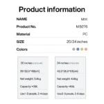 Mixi Wide Handle Travel Luggage Suitcase Rolling Spinner Wheels Hardside PC TSA Lock 20 24 Inch Unisex - Image 6