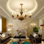 French Luxury Crystals Chandelier Living Room Bedroom Lamps Atmosphere Minimalist Ceramic Bedroom Crystal Lamp Villa Light Stair - Image 2