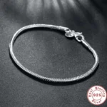 TOP SALE Authentic 100% 925 Sterling Silver 3MM Snake Chain Bangle & Bracelet for Women Luxury Bangle Jewelry 16-23CM - Image 6