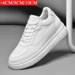 New Invisible Height-increasing Shoes for Men, 6CM-8CM-10CM Sports Shoes,White Leather Sports Shoes for Men,Enlarged Sizes 36-46