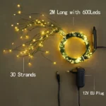 12V 600LED Christmas Fairy Lights String Tree Branch Garland Lighting Holiday Ornaments Party Room Decorations for Home 2022 - Image 3
