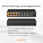 KeepLiNK 8-Port 2.5Gbps Ethernet Network with 1-10Gb SFP+ Unmanaged Plug and Play