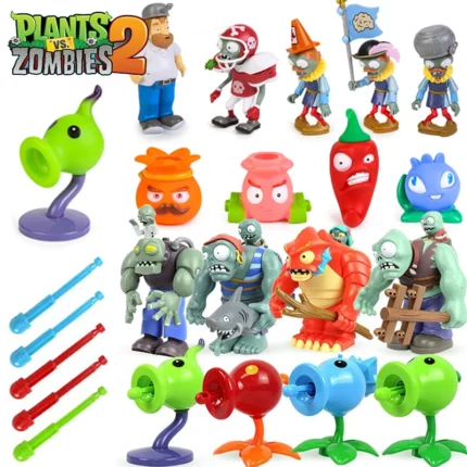 Plants Vs Zombies Toy set No Box Shadow Pea Crazy Dave AllStarZombie Game Character Ornaments Interactive Games For Kid Boy Gift