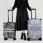New PVC leather travel luggage Women fashion rolling luggage Men luxury trolley suitcase Aluminum frame password boarding box