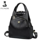 FOXER Brand Women Style Backpack Female Genuine Leather + Microfiber Backpack Girl School Bag Fashion Travel Bag Chrismas Gift