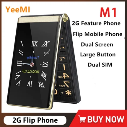Yeemi M1 Feature Phone Big Push-Button 2G Flip Phone Dual SIM Dual Display LED Light Cellphone For Old Man Russian Keyboard