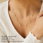 eManco New Pearl Pendant Necklace Stainless Steel Clavicle Chain Fine Chain Wedding Gift - Image 2