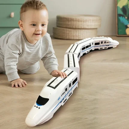 Kids DIY High-Speed Railway Train Toy with Electric Sound and Light Educational Puzzle for Boys and Girls Perfect Birthday Gift