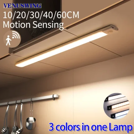 Cabinet Light USB Rechargeable Motion Sensor Led Three Colors In One Lamp For Kitchen Wardrobe Indoor Lighting 10/20/30/40/60cm