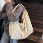 Chic Solid Color Nylon Tote Bag with Multiple Zipper Pockets, Large Capacity Casual Shoulder Bags for College, Work, Everyday Us - Image 6