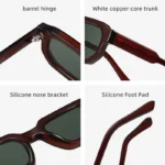 HBK New Fashion Small Frame Men Sunglasses Polygon Cupronickel Core Insert Leg Sun Glasses Outdoor Party Vacation Travel - Image 2