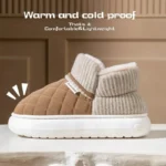 Winter Thick Soled Anti Slip Warm Cotton Shoes with Fleece Bag and Cotton Slippers for External Wear - Image 6