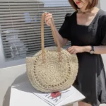 Summer Round Straw Bags for Women Rattan Shoulder Bag Travel Handmade Woven Beach Handbags Female Large Capacity Totes Bag - Image 2