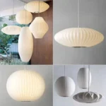 Japanese handmade silk pendant light Nordic LED living room hotel lobby dining room pendant light E27 home decoration glossy lig - Image 2