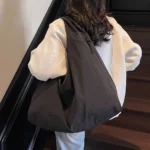 Chic Solid Color Nylon Tote Bag with Multiple Zipper Pockets, Large Capacity Casual Shoulder Bags for College, Work, Everyday Us - Image 5