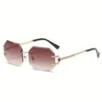 Hip hop style rimless geometric sunglasses, unisex fashion street shot eyewear, clear lens pc frame, trendy gift - Image 4