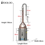 HOOLOO RST65 Distiller Home Electric Heating Moonshine Still Distillation Machine Copper Rocket Lid Column Brandy Whisky Rum - Image 5