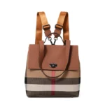 AIDRANI Canvas and cowhide patchwork college style pattern student backpack, large capacity storage, retro flip-top travel bag - Image 2