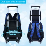 3PCS Rolling Backpack for Girls and Boys, Kids Roller Wheels Bookbag, Wheeled Elementary School Bag with Lunch Bag - Image 2