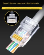 100pcs/lot RJ45 CAT6 CAT5e Pass Through Connectors Crystal End Gold-Plated 8P8C Crimp UTP Standard Ethernet Network Modular Plug - Image 5