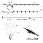 30m Outdoor Garland Lights 220V G40 Plastic Bulb LED Tent Fairy Patio String Light Wedding Garden Party Decoration - Image 5