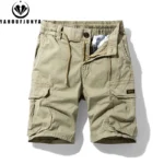 Men Summer Solid Color Outdoor Leisure Cargo Comfortable Shorts Men Elastic Waist Loose Straight High-Quality Design Shorts Male - Image 2