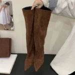 Eilyken Autumn Winter Fashion Women Knee-High Boots Pointed Toe Shoes Sexy Thin Heels Party Stripper Zapatos De Muje