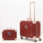 New Vintage Floral PU Rolling Luggage sets,12"16"18"inch Women Cute Trolley Suitcase Travel Bag Carry ons with Universal Wheels - Image 5