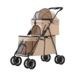 Double-layer Pet Cart Strollers Out 600D Oxford Lightweight Foldable Dog Cat Trolley Travel Stroller Small Pet Outdoor Cart - Image 5