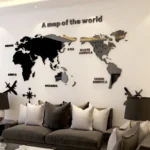Nordic Style 3D World Map Wall Sticker Acrylic Solid Color Bedroom Wall With Living Room Classroom Stickers Office Decoration - Image 2