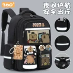 Capybara Nylon Backpack Large Capacity Children's Schoolbag for Elementary Students Returning to School, Comes with 40 Sets - Image 2