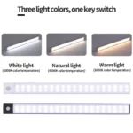 Cabinet Light USB Rechargeable Motion Sensor Led Three Colors In One Lamp For Kitchen Wardrobe Indoor Lighting 10/20/30/40/60cm - Image 4