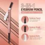 O.TWO.O Eyebrow Pencil 3 in 1 24 Hours Waterproof Long Lasting 4 Colors Brown with Eyebrow Trimmer Cosmetics Makeup Brow Pencil - Image 5