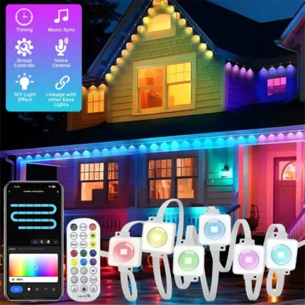 300FT 180LED Permanent Eaves LED Lights Outdoor Waterproof RGB String Lights DIY Scene Christmas Birthday Holiday Party Lighting