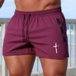 Men's Swimming Trunks Summer Gyms Fitness Bodybuilding Men Cross Print Beach Shorts Boxer Trunks Men Running Sport Sportwaer