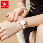 OLEVS 5877 Japan Quartz Movement Woman Watch Simple Elegant Luxury Rose Gold Ceramics Strap Waterproof Ladies Dress Wristwatch - Image 6