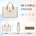 Missnine 15.6 Inch Woman Laptop Briefcase Tote Canvas ipad Bag Work Shoulder Bag Casual Tote Bag for Travel Office College - Image 5