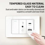 T&I Wall Switch Sockets With USB TypeC Fast Charging, Italy Socket , Chile Schuko Outlet, Tempered Glass Panel for Home - Image 3