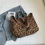 Women's Fashion Leopard Canvas Tote - Spacious Shoulder Bag with Zipper Closure for Shopping and Daily Use - Image 2