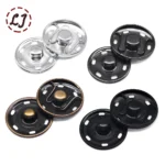 20Sets Black Silver Round Invisible Brass Metal Snap Fasteners Press Button For Shirt Suit Jacket Clasp Garment Accessories DIY