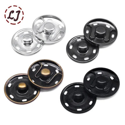 20Sets Black Silver Round Invisible Brass Metal Snap Fasteners Press Button For Shirt Suit Jacket Clasp Garment Accessories DIY