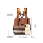 AIDRANI Canvas and cowhide patchwork college style pattern student backpack, large capacity storage, retro flip-top travel bag - Image 5