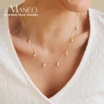 eManco New Pearl Pendant Necklace Stainless Steel Clavicle Chain Fine Chain Wedding Gift