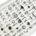 50pcs/Lot Wholesale Bohemia Mix Style Finger Rings for Women Hot Crystal Party Wedding Jewelry Acrylic Enamel Joint Ring Gifts - Image 6